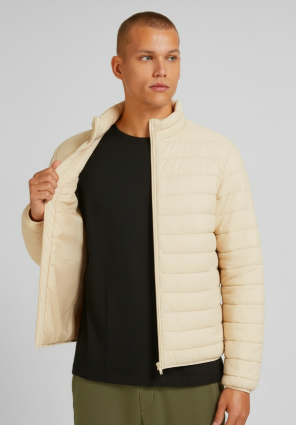 pánská prošívaná bunda béžová mad legend (2)